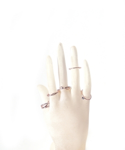 5 Pieces Asssorted Fashionable Ring Set RZ320001 ROSEGOLD
